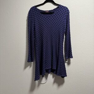 VTG Tianello Asymmetrical Purple Tunic Garment Dyed Honeycomb Artsy Retro XL